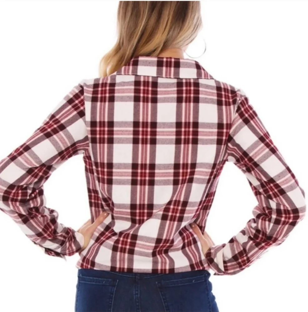 Anthropologie Red and White Plaid Button Down Shirt - Picture 8 of 9
